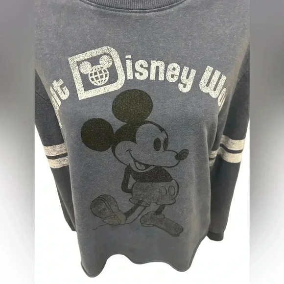 Blue Walt Disney World Disney Parks Mickey Mouse Long Sleeve Cropped Tee EUC - Picture 2 of 10